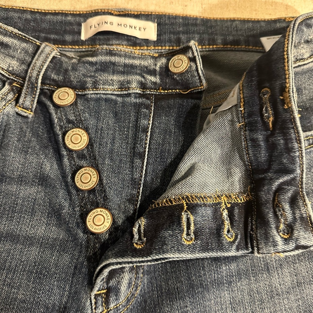Flying Monkey Crossover Button Fly Flare Jeans Si… - image 3